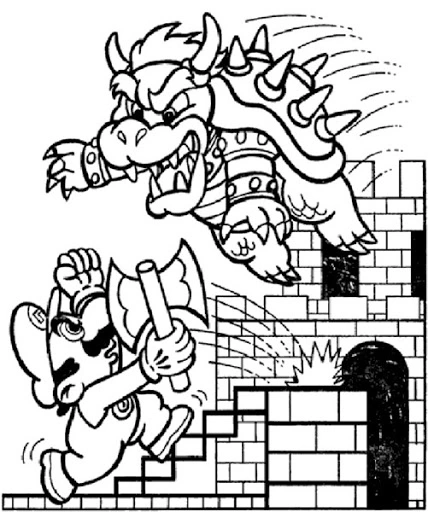 Mario is fighting the dragon